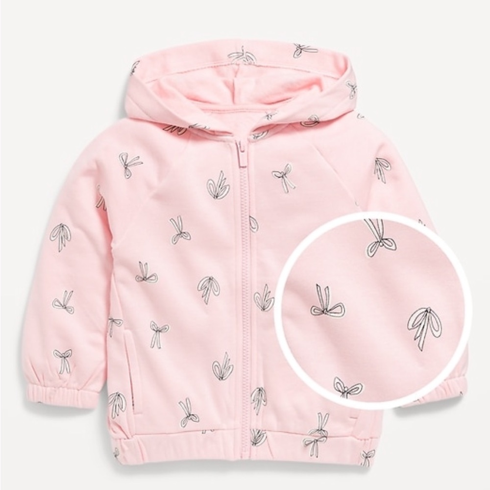 Old Navy Toddler Pink Hoodie with Bow Print